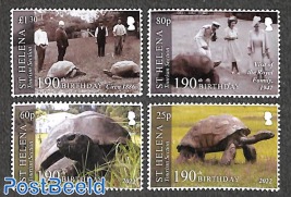 Jonathan the turtle, 190th birthday 4v