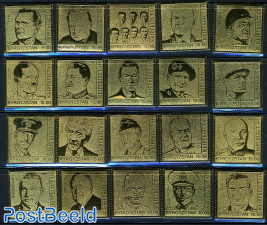 Prominent military persons 20v, metal stamps