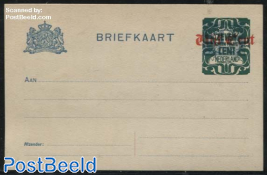 Postcard 7.5c on Vijf Cent on 1.5c blue, short dividing line