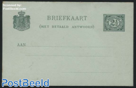 Reply Paid Postcard, 2.5+2.5c green