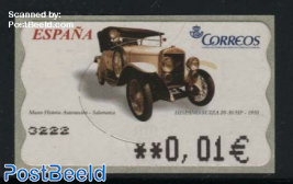 Automat stamp, Hispano Suiza 20-30HP 1v (face value may vary)