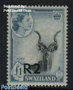 2R on 1P, Type I overprint, Stamp out of set
