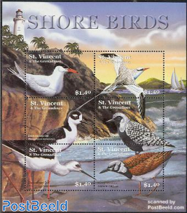 Shore birds 6v m/s (lighthouse on border)