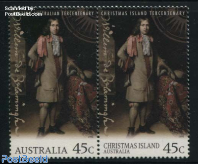 W. de Vlaming pair (1 stamp Australia, 1 Cristmas)