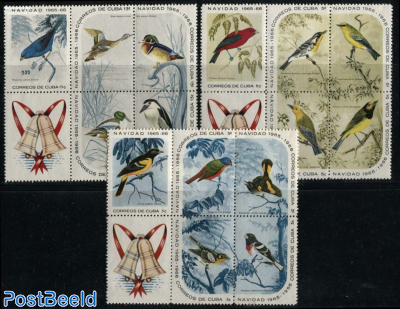 Christmas, birds 3x5v