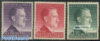 Hitler 54th anniversary 3v