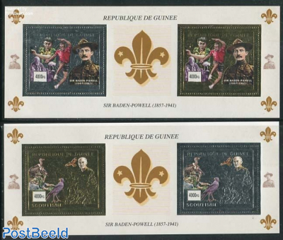 Death of lord Baden Powell 2 s/s, silver, gold