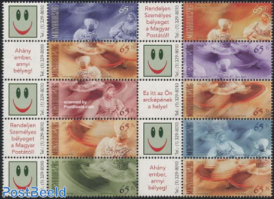 Personal stamps 10v+tabs, sheetlet