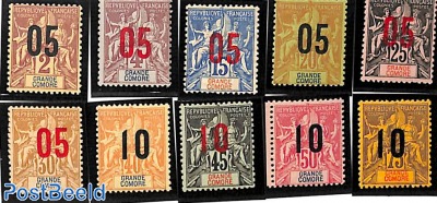 Overprints 10v (on Grand Comore stamps)