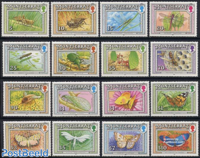 Definitives, insects & butterflies 16v