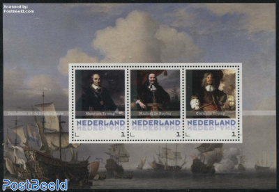 Naval heroes, Maarten Tromp, Michiel de Ruyter, Cornelis Tromp