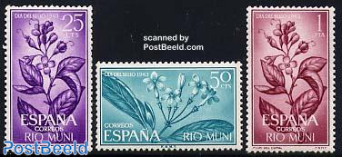 Stamp Day, flowers 3v