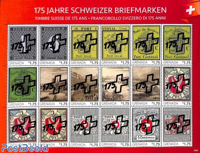Swiss stamps, silver overprints 18v m/s