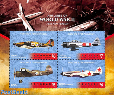 Canouan, Airplanes from World War II 4v m/s